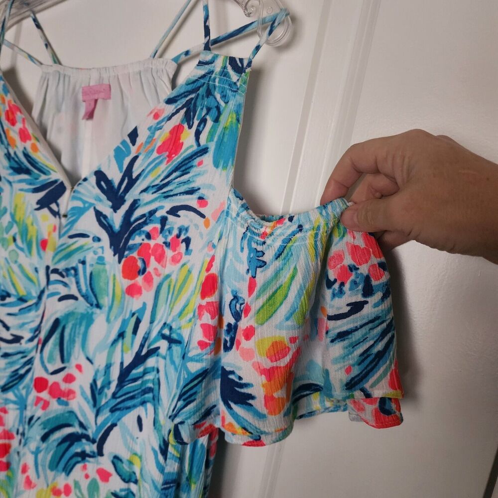 Lilly Pulitzer Dress Bellamie Open Cold Shoulder Serene Blue Tippy Top Small - Picture 6 of 12